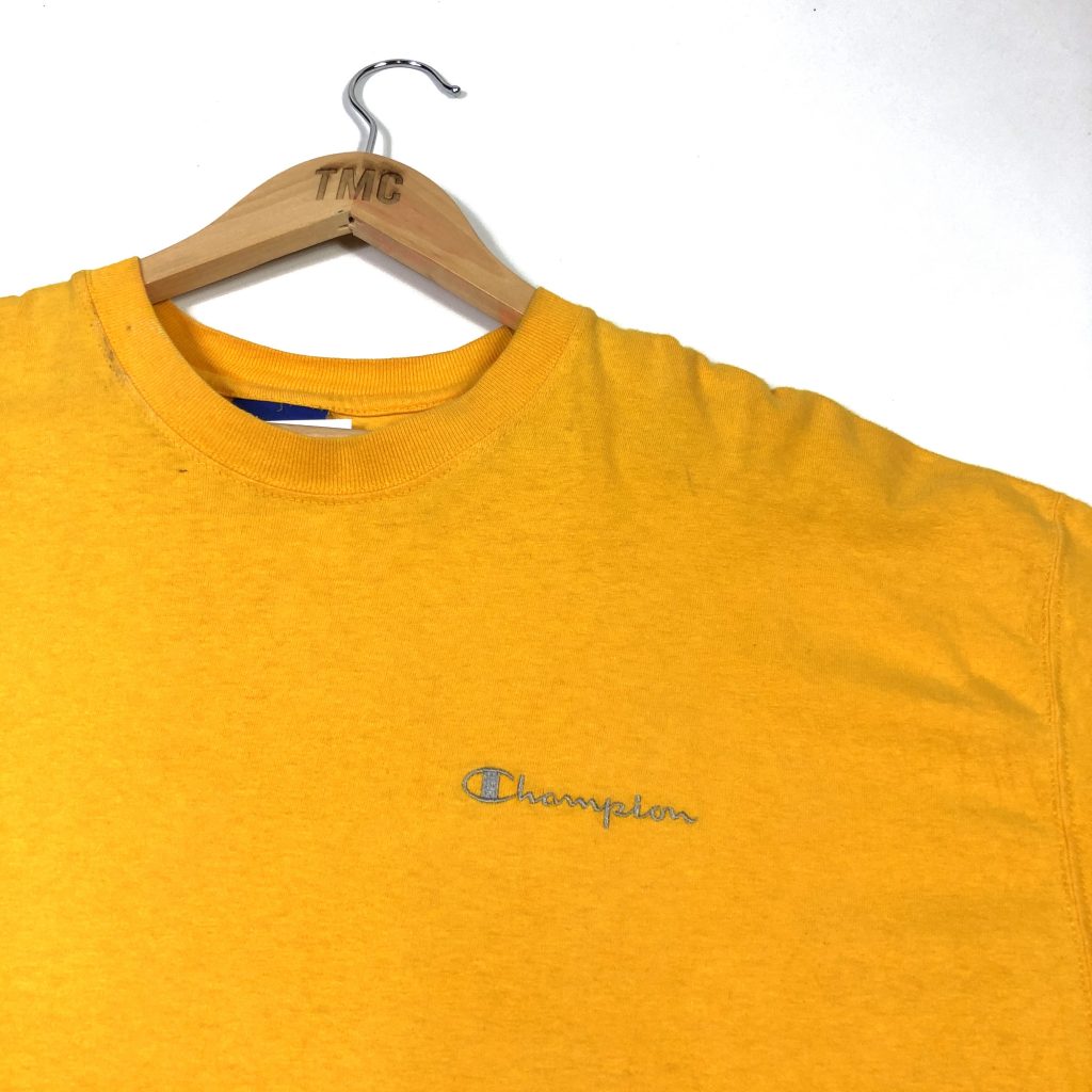 vintage_champion_embroidered_essential_logo_yellow_tshirt_a0086