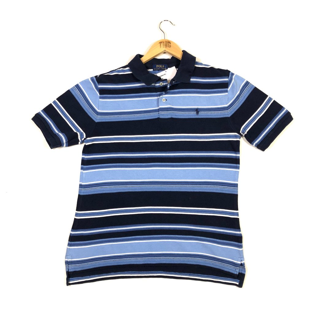 Ralph Lauren Striped Short Sleeve Polo Shirt - Blue - S - TMC Vintage ...