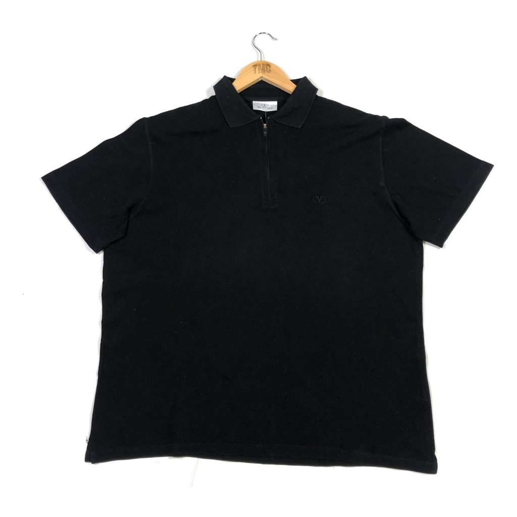 Vintage Valentino Zip Short Sleeve Polo Shirt - Black - XL - TMC ...