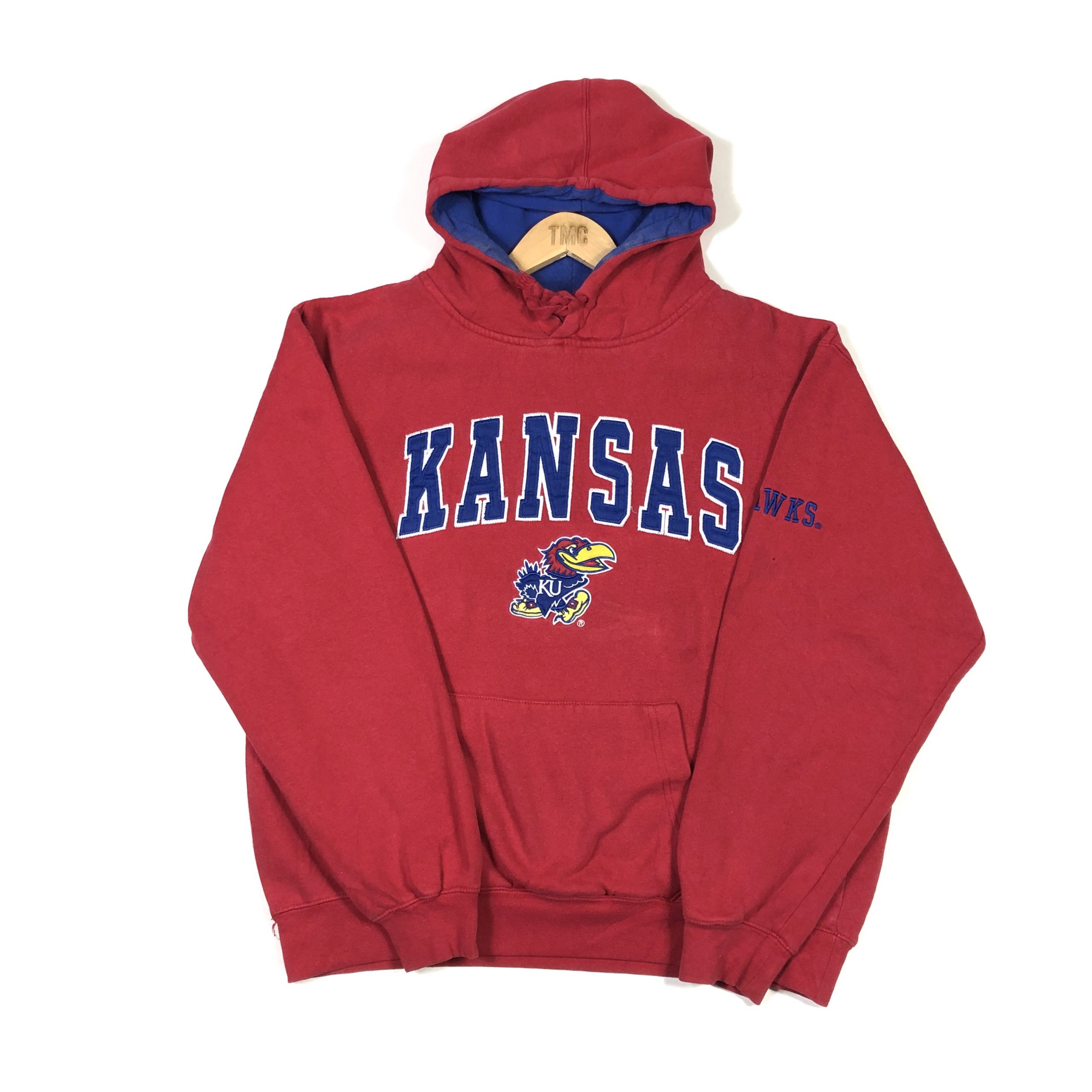 Vintage USA Kanas Embroidered Spell Out Hoodie - Red - L - TMC Vintage ...