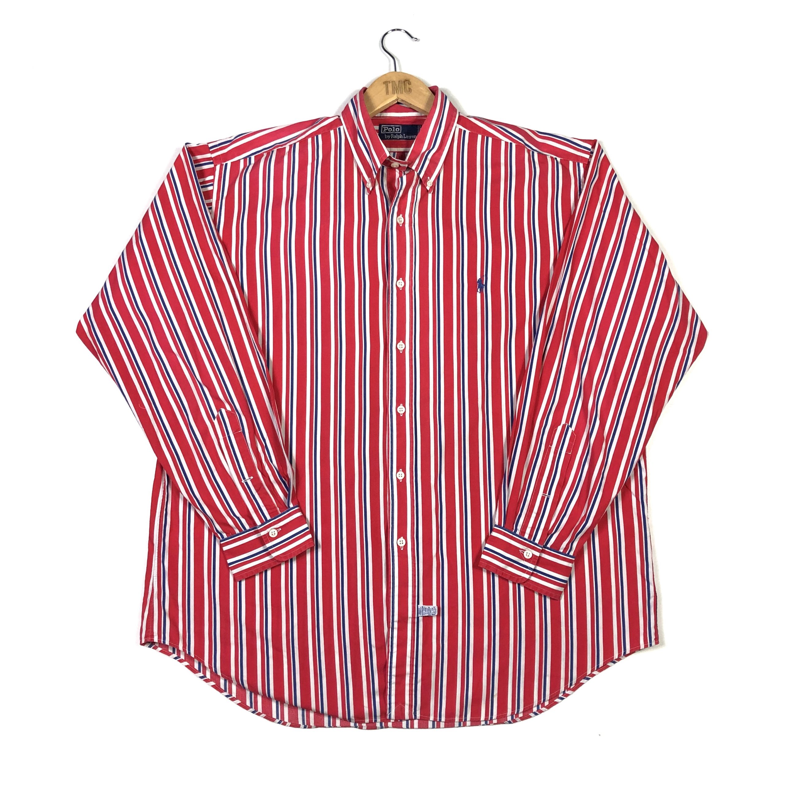 Polo Ralph Lauren Striped Shirt - Red - XL - TMC Vintage - Vintage Clothing