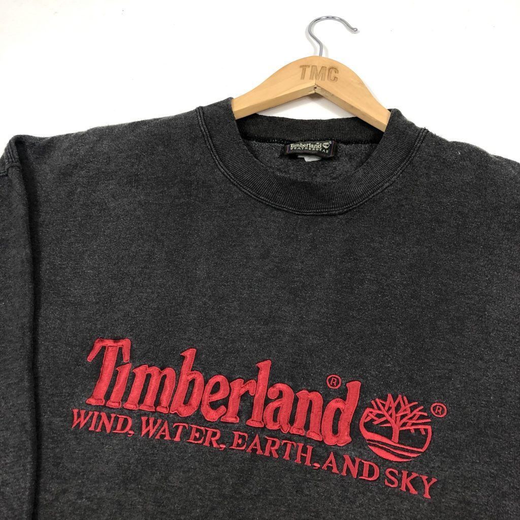 Timberland Embroidered Spell Out Sweatshirt - Grey - XL - TMC Vintage