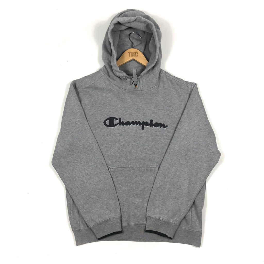 grey embroidered champion hoodie