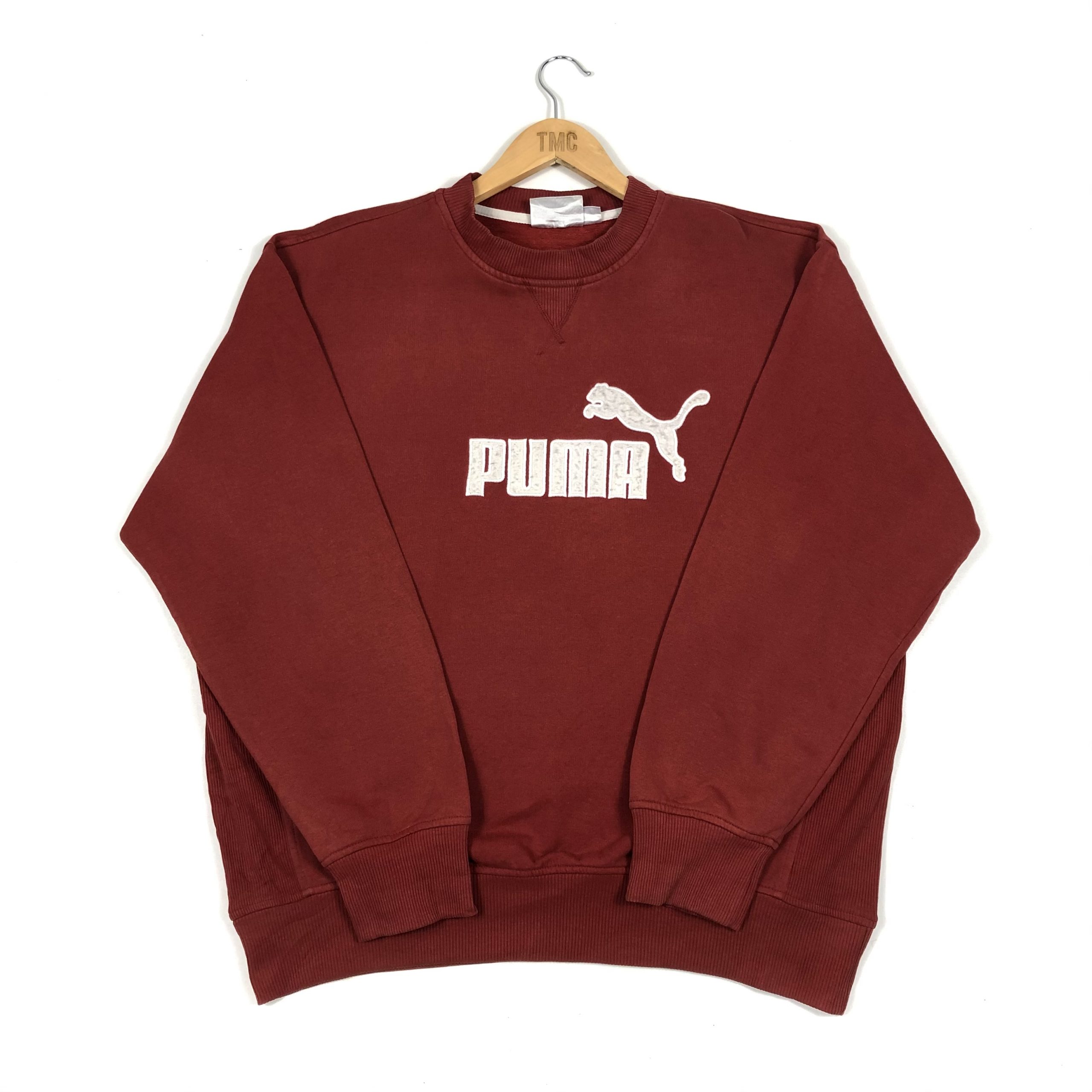 Puma Embroidered Spell Out Sweatshirt - Red - XL - TMC Vintage ...