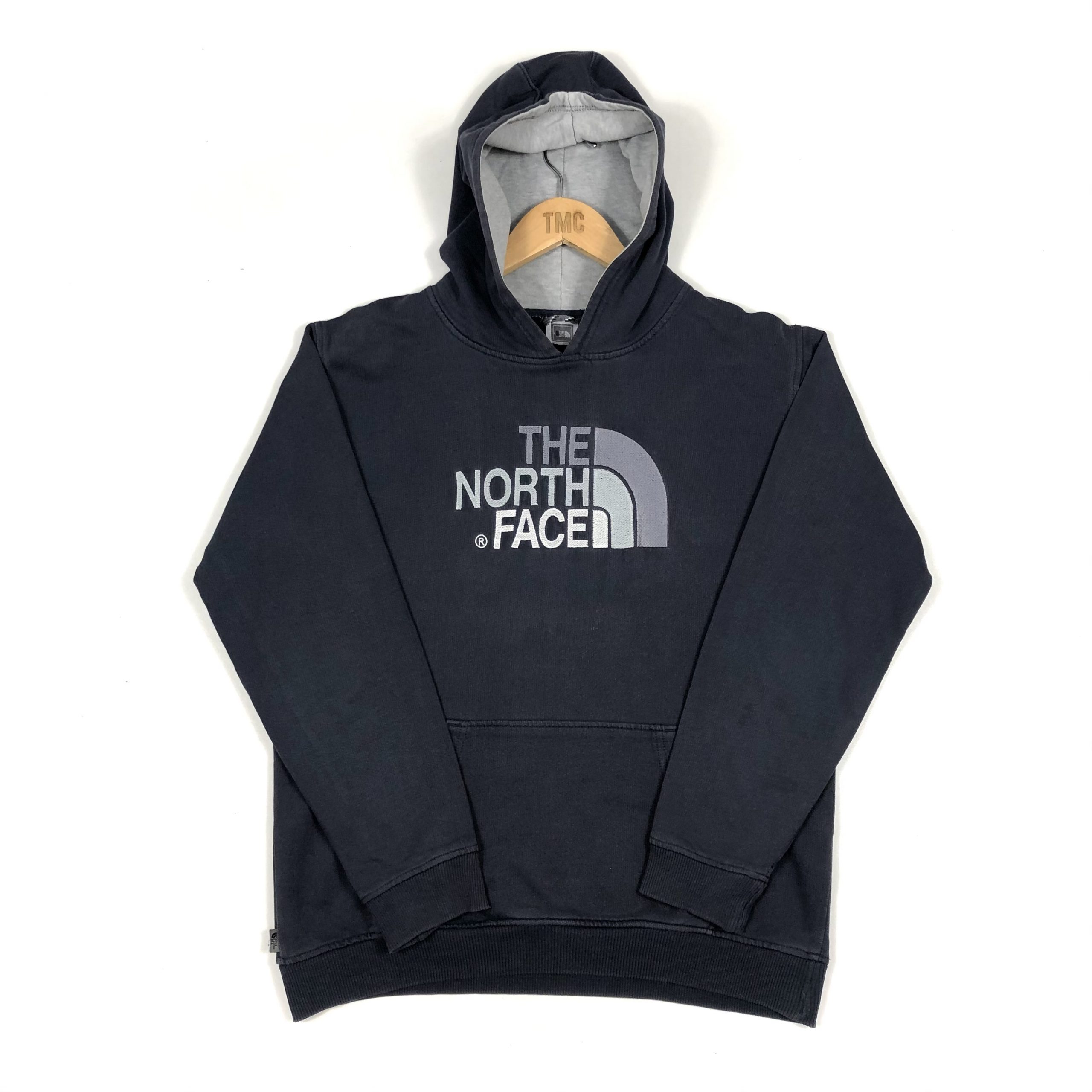 The North Face Embroidered Spell Out Hoodie Grey S TMC