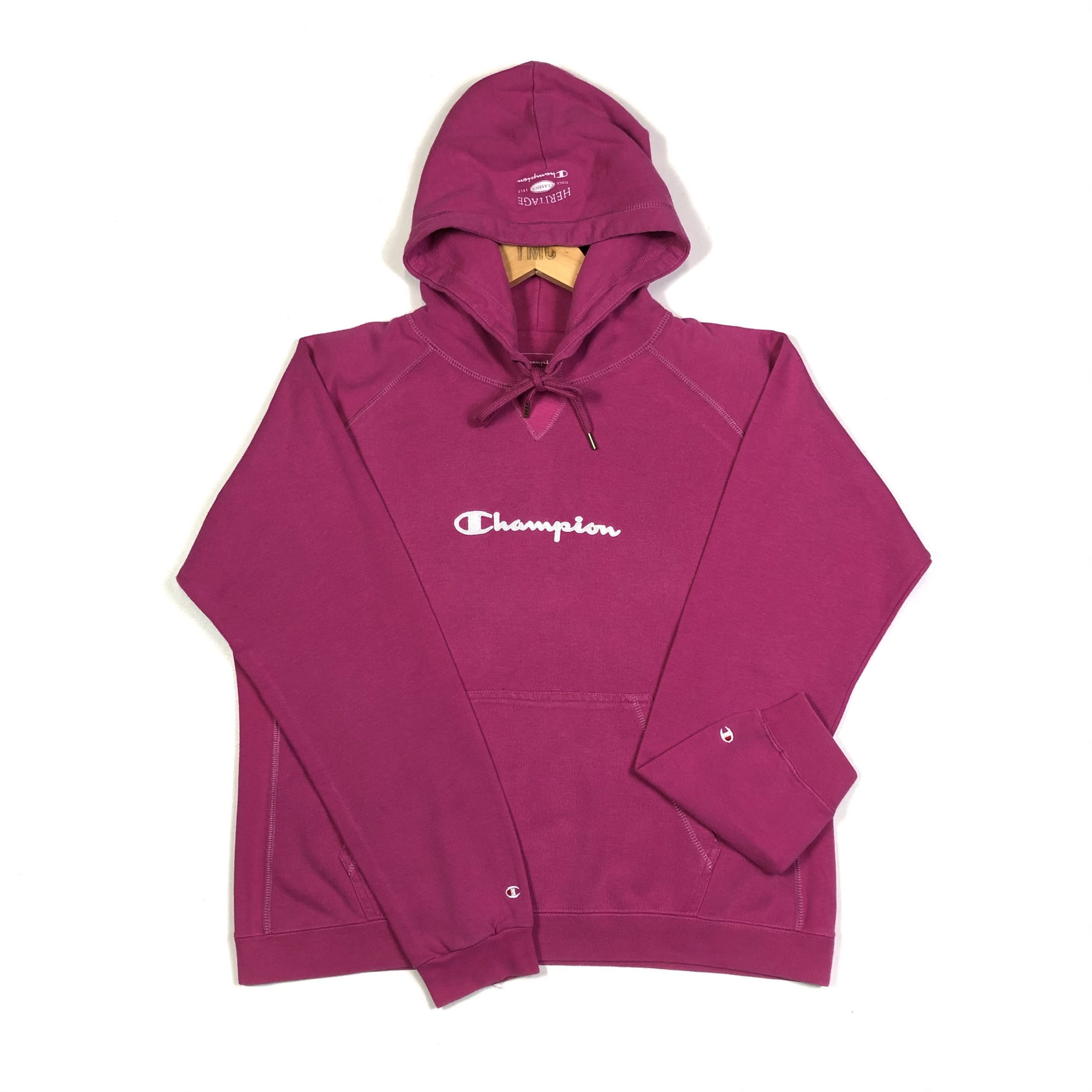 Champion Embroidered Spell Out Hoodie - Pink - XS - TMC Vintage - Vintage Clothing