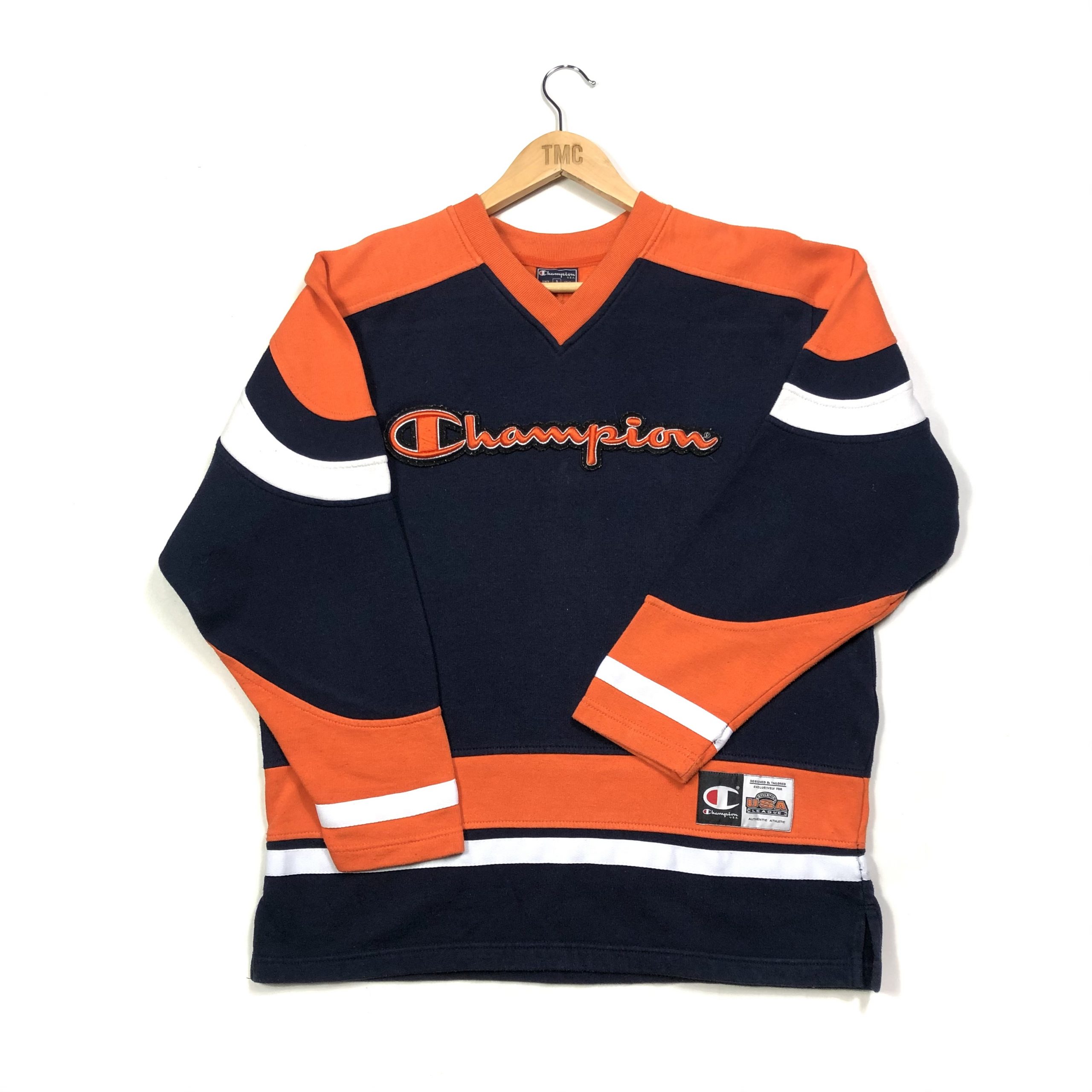 champion v neck sweatshirt navy