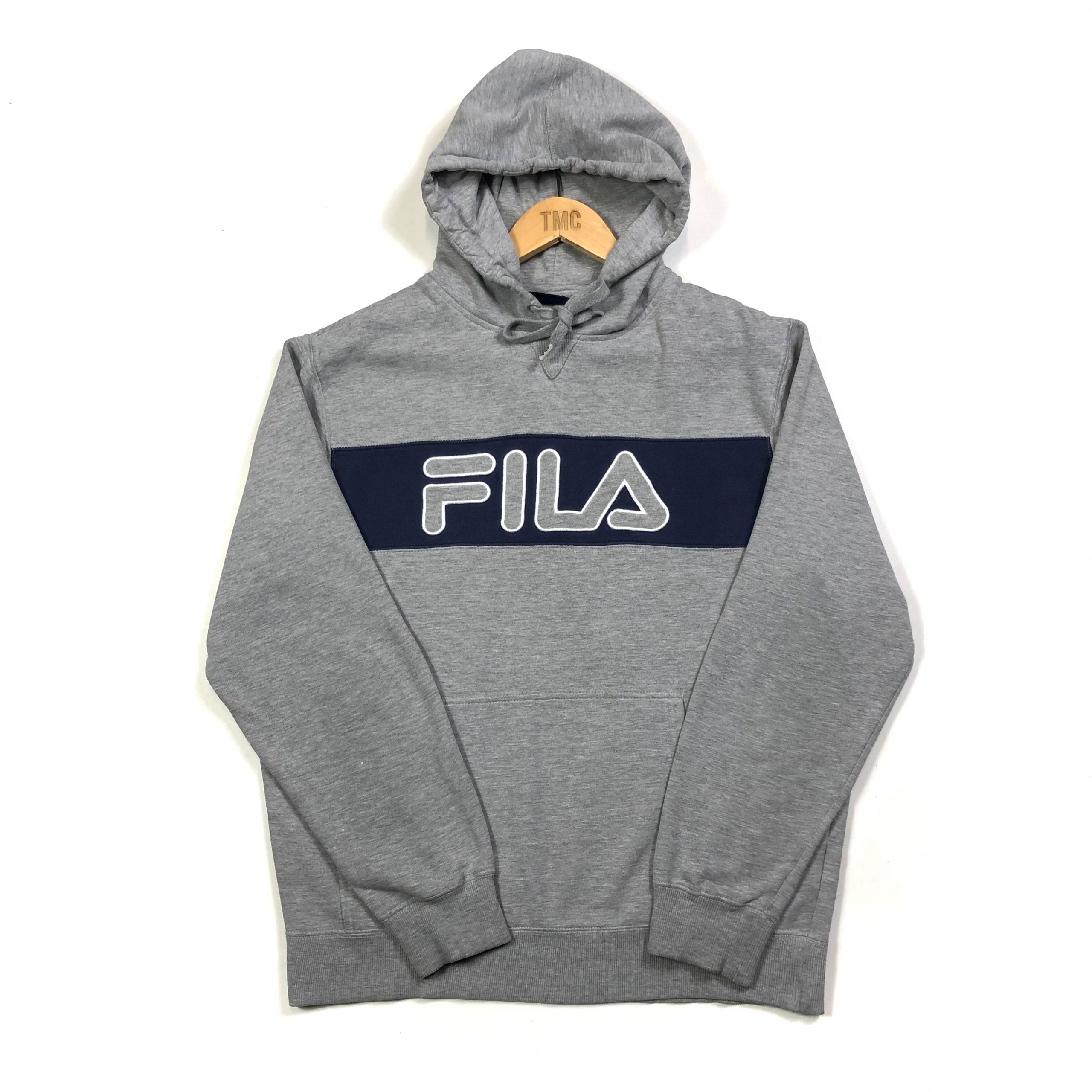 Fila Embroidered Spell Out Hoodie - Grey - M - TMC Vintage - Vintage ...