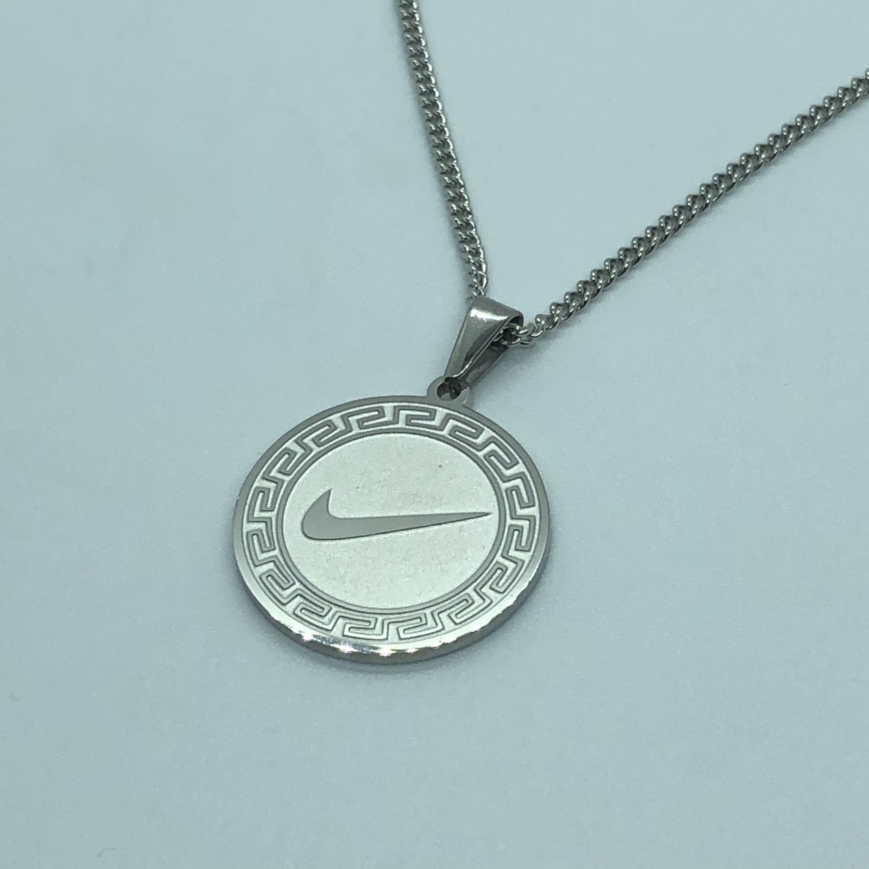 Nike Swoosh Coin Necklace - Silver - Vintage - Vintage Clothing
