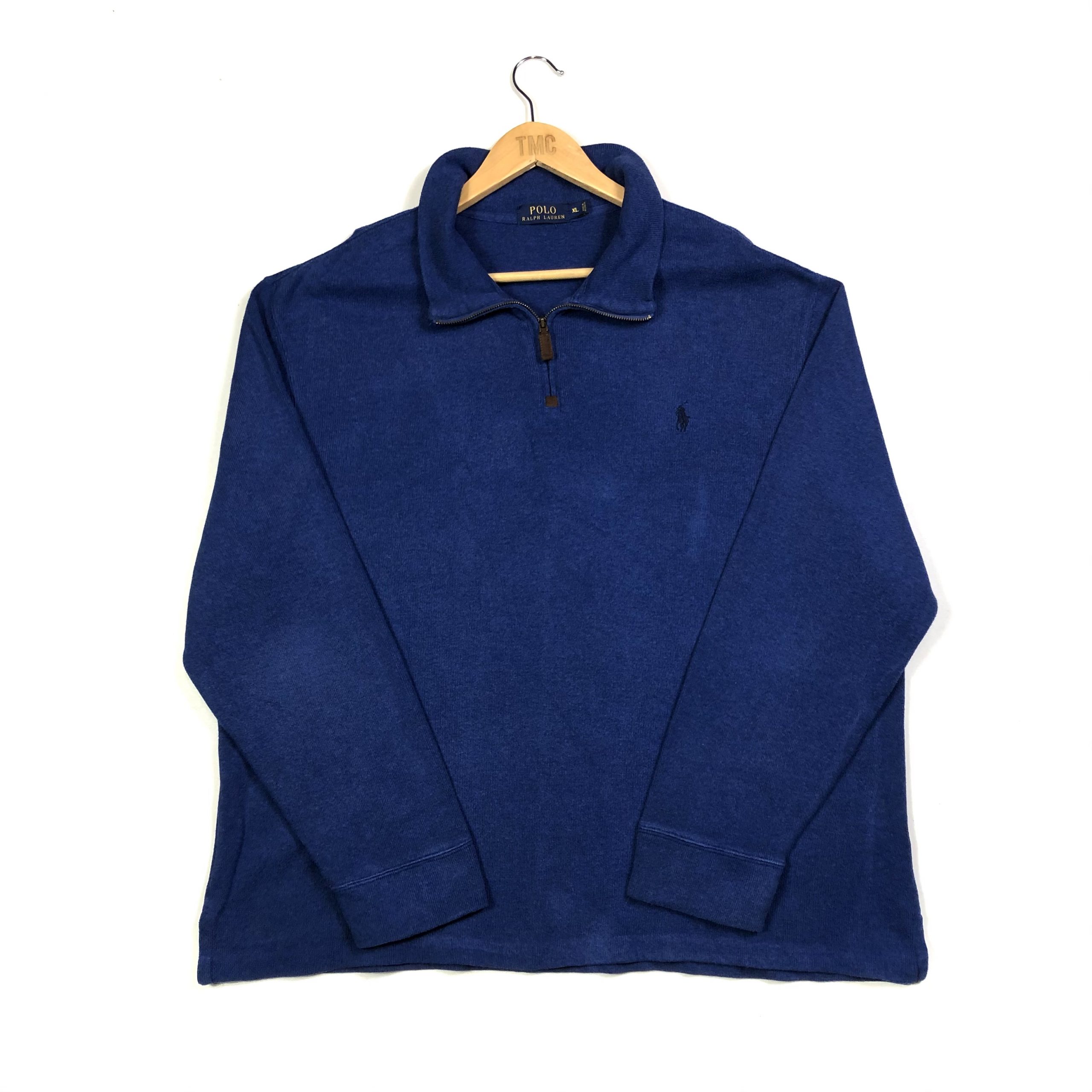 Polo Ralph Lauren Quarter-Zip Sweater - Blue - XL - TMC Vintage ...
