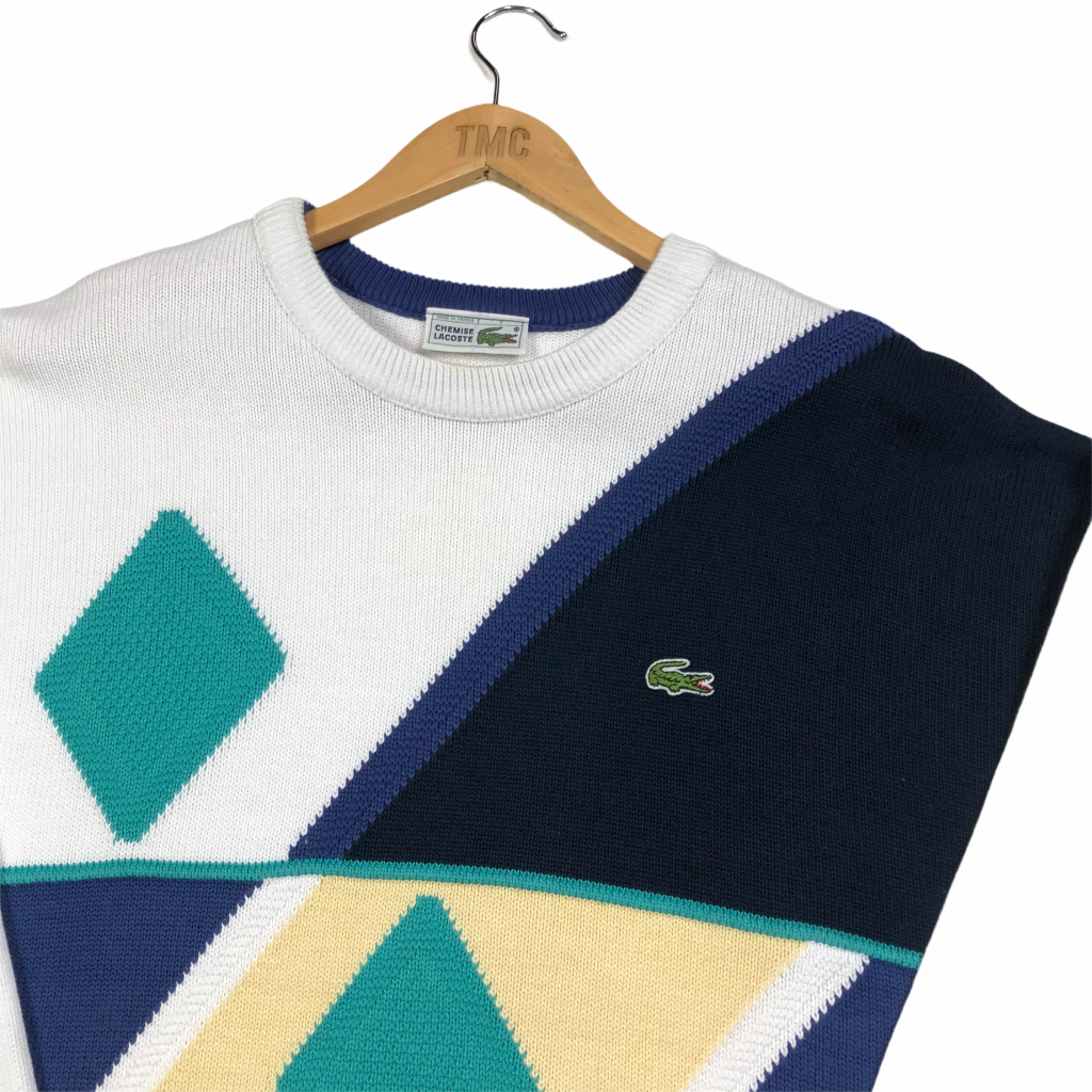 Lacoste Essential Knit Jumper White XL TMC Vintage