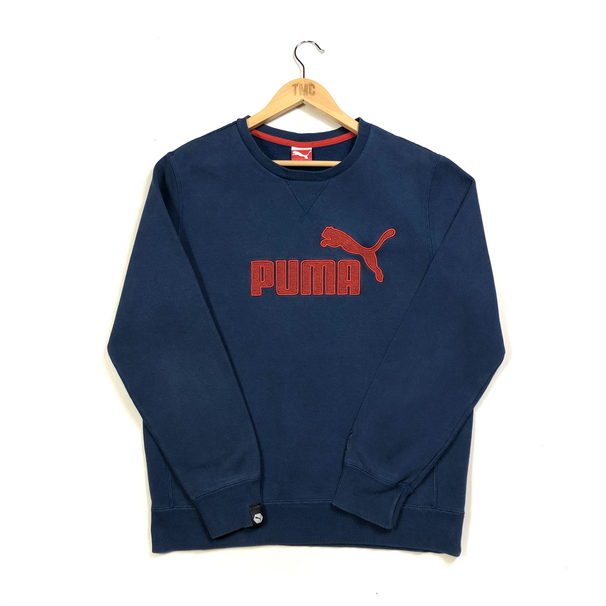 Puma Embroidered Spell Out Sweatshirt - Blue - M - TMC Vintage ...