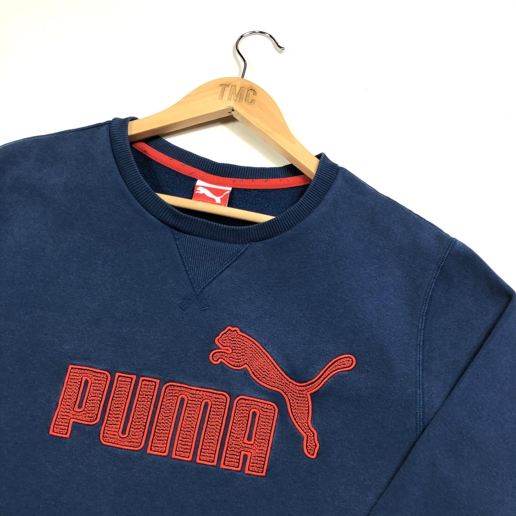 Puma Embroidered Spell Out Sweatshirt - Blue - M - TMC Vintage ...