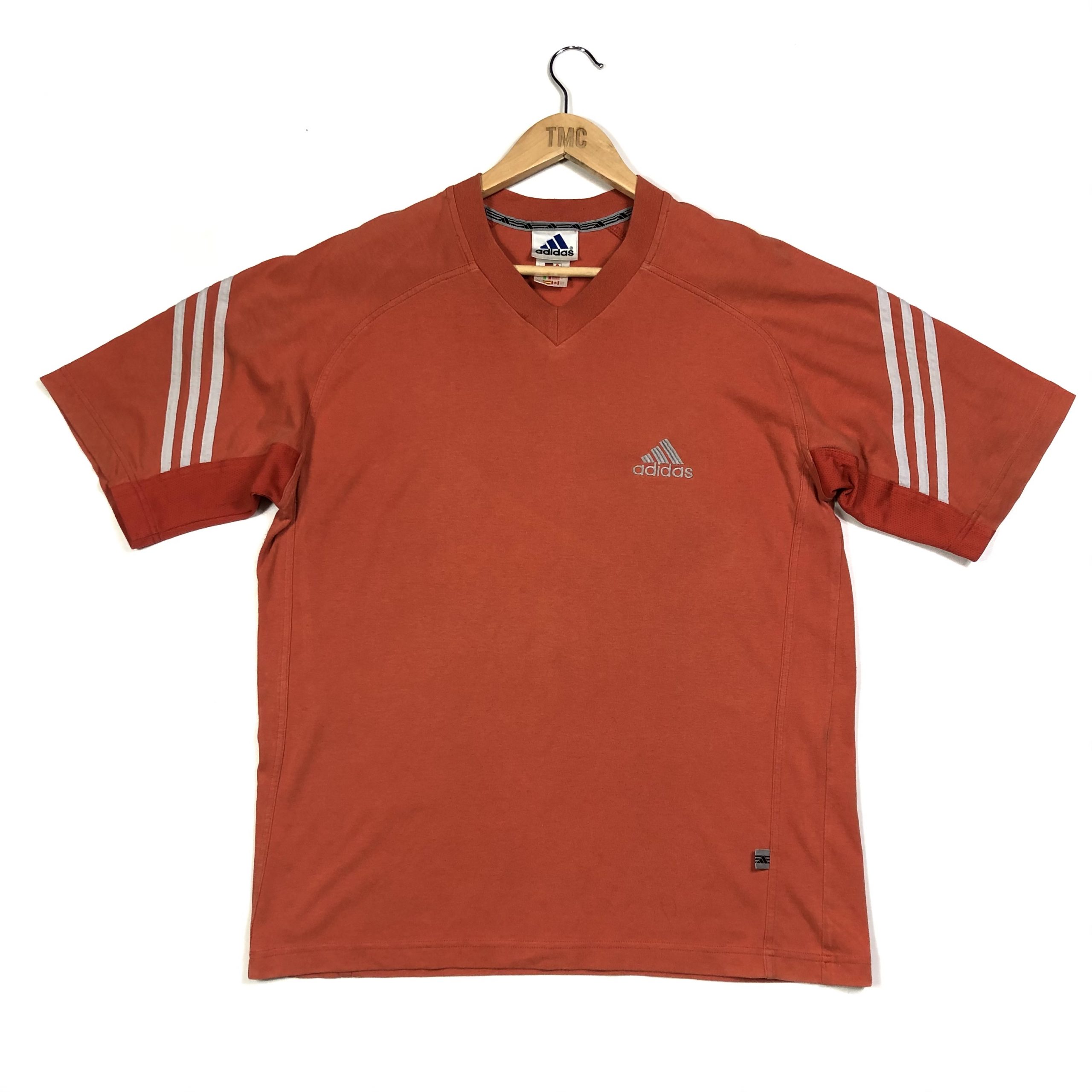 Adidas 3-Stripes T-Shirt - Orange - L - TMC Vintage - Vintage Clothing