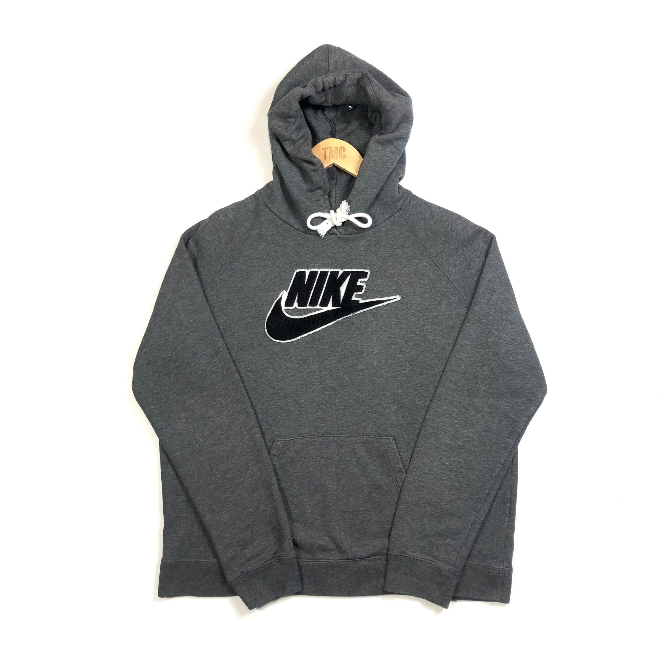 Nike Fleece Spell Out Hoodie - Grey - M - TMC Vintage - Vintage Clothing