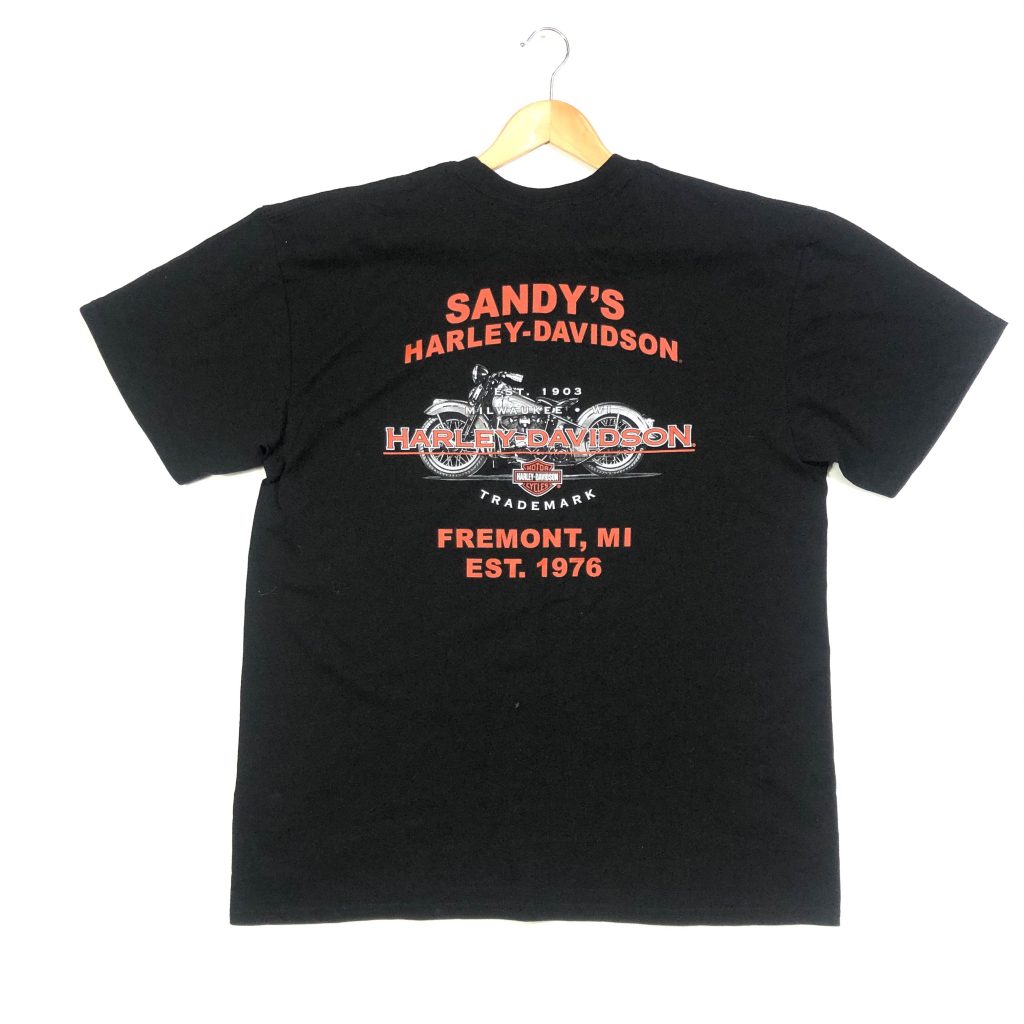vintage harley-davidson printed back black t-shirt in size extra large