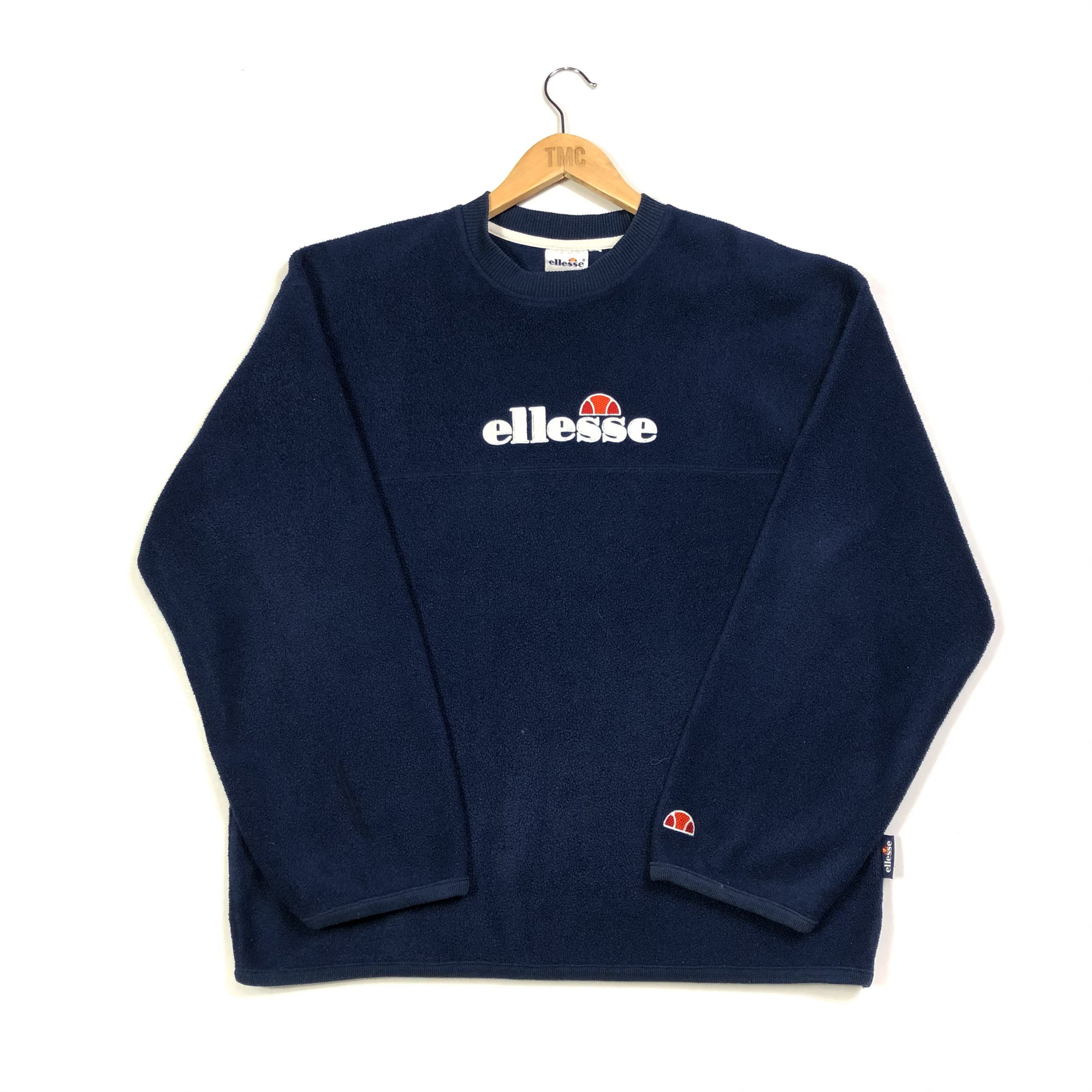 Ellesse Fleece Sweatshirt - Navy - L - TMC Vintage Clothing