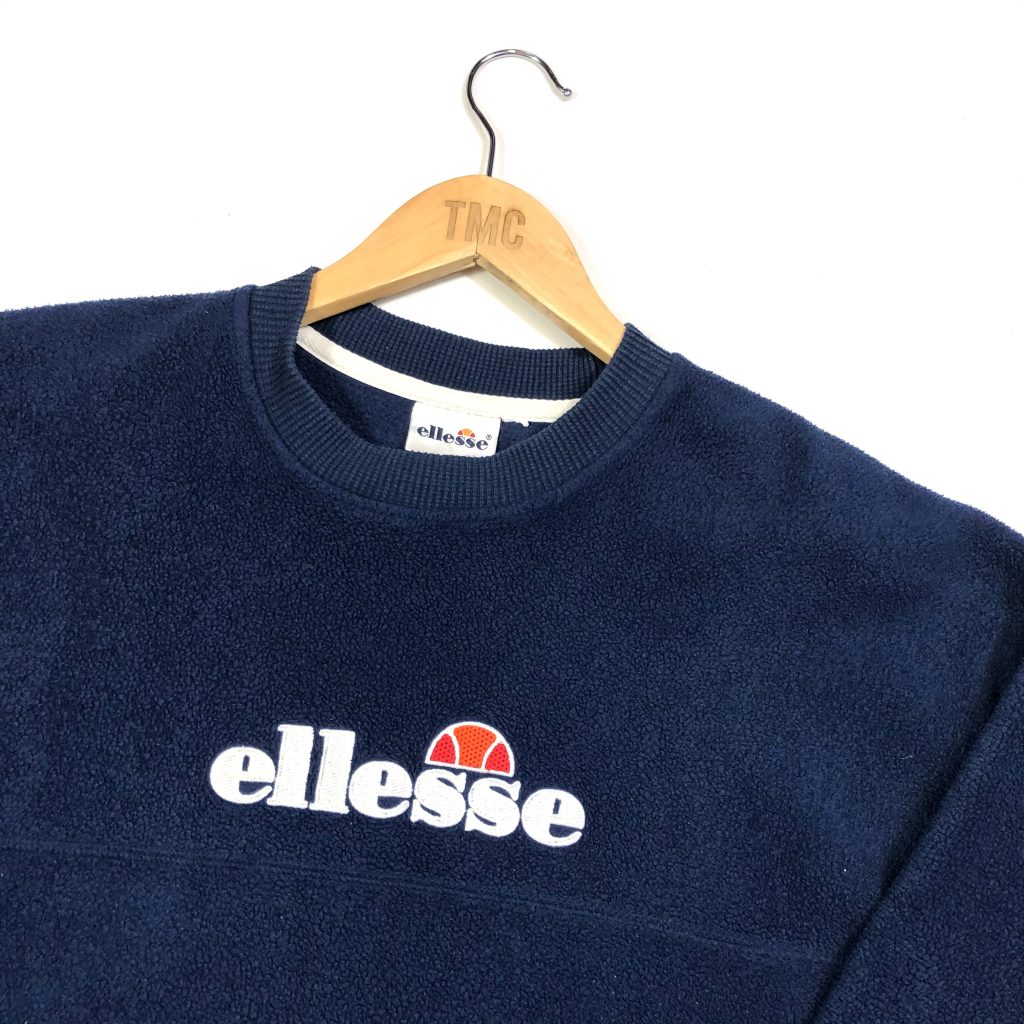 Ellesse Fleece Sweatshirt - Navy - L - TMC Vintage Clothing