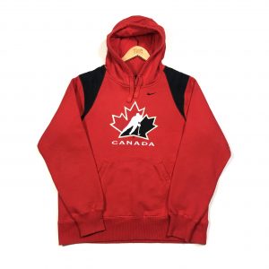 vintage nike canada ice hockey embroidered hoodie in red