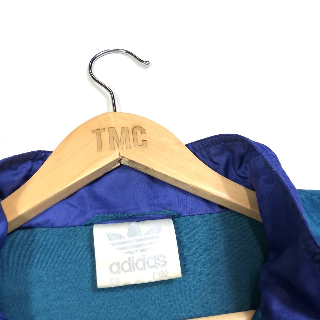 vintage 90s adidas blue shell jacket wit trefoil logo