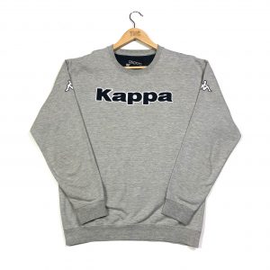vintage kappa embroidered spell out logo grey sweatshirt