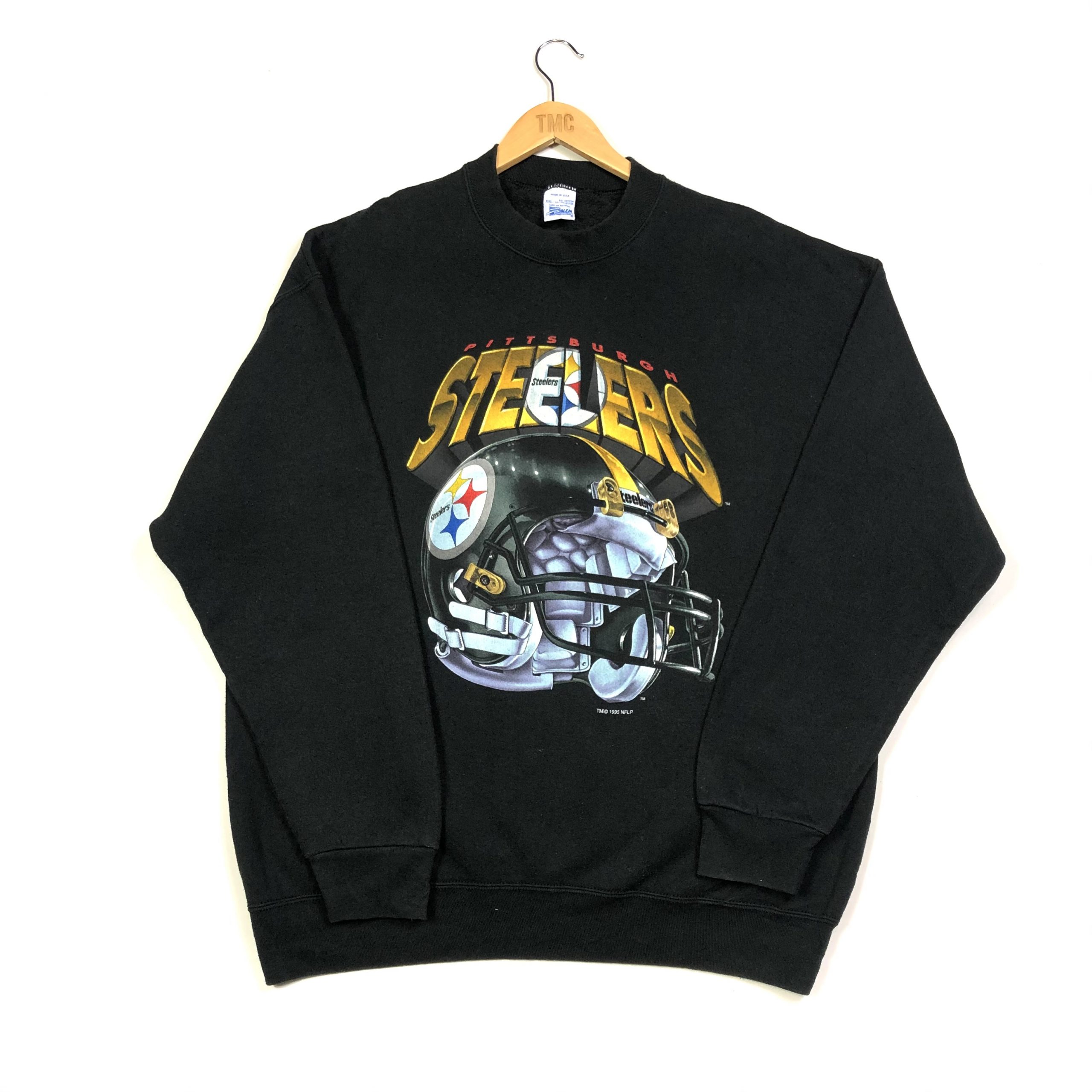 1995 NFL Steelers Sweatshirt - Black - XXL - TMC Vintage - Vintage Clothing