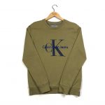 vintage calvin klein embroidered CK khaki sweatshirt