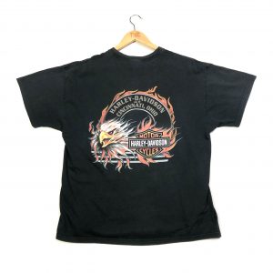 vintage harley-davidson eagle printed back black t-shirt