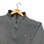 champion c logo vintage quarter-zip grey sweatshirt