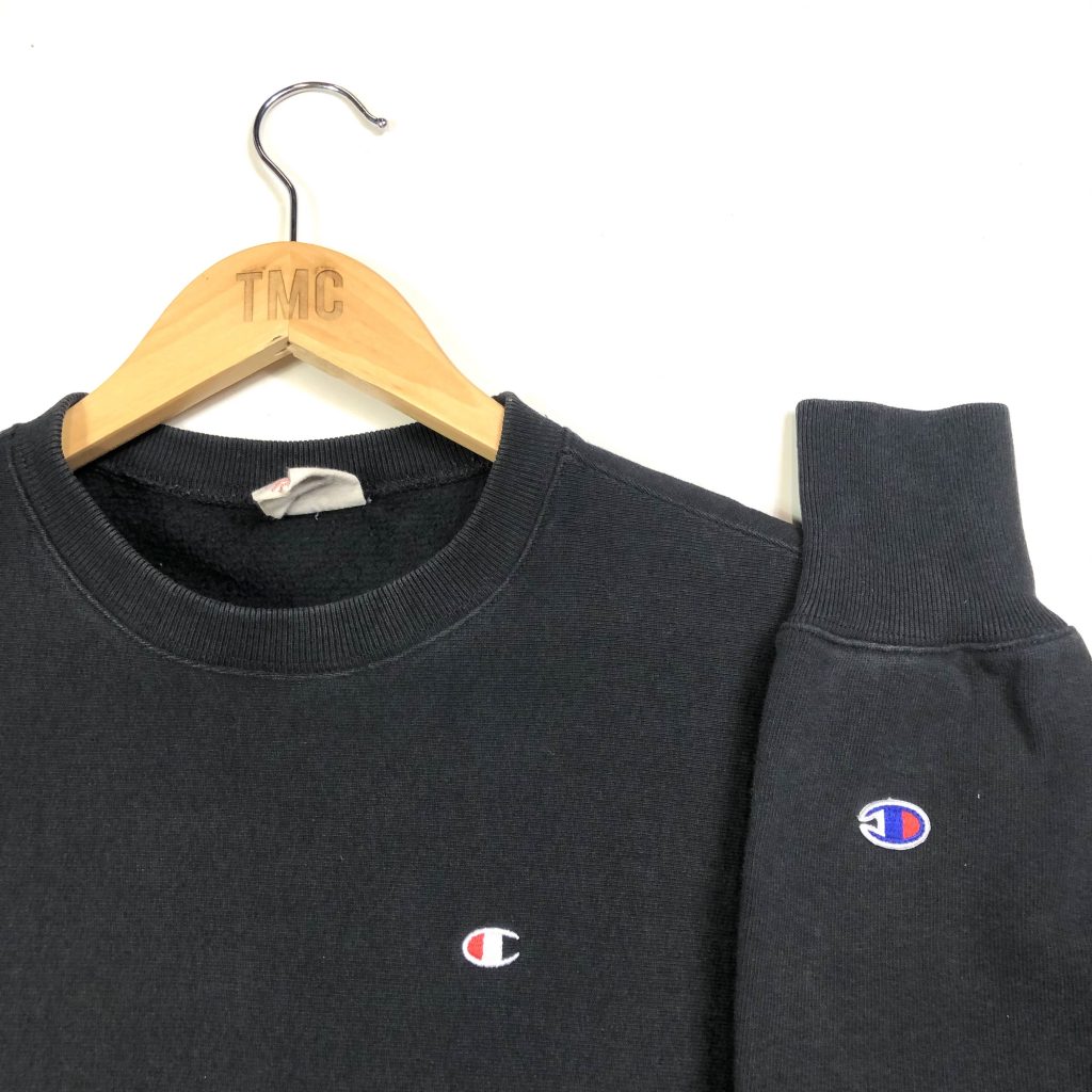 vintage champion reverse weave c logo black sweatshirt