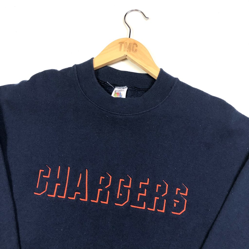vintage usa nfl los angeles chargers embroidered navy team sweatshirt