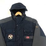 vintage napapijri hooded waterproof navy jacket with logo back