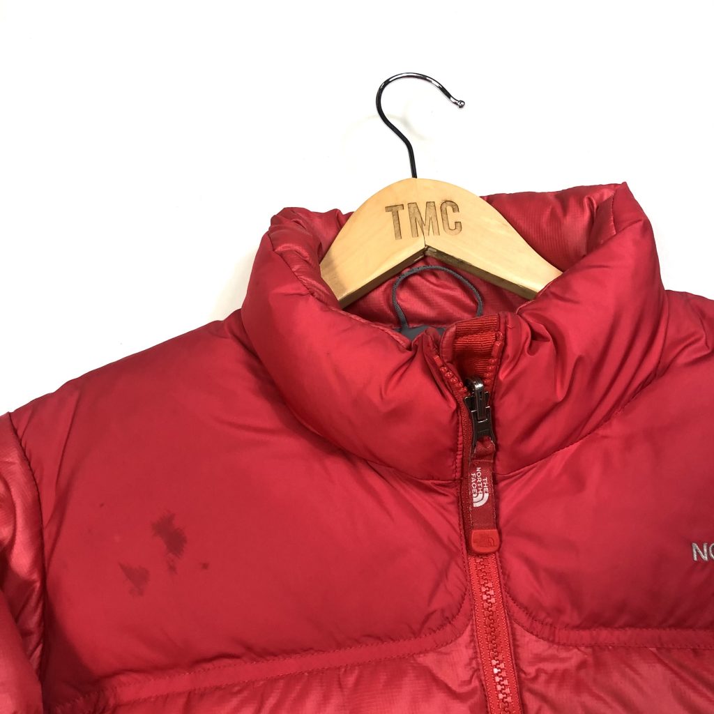 womens red north face puffer jacket