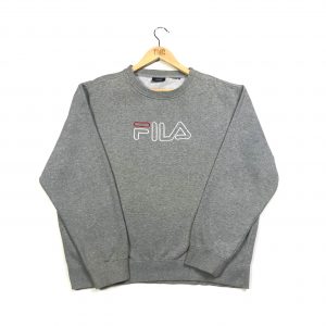 vintage fila embroidered spell out centre logo grey sweatshirt
