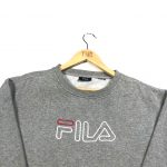 vintage fila embroidered spell out centre logo grey sweatshirt