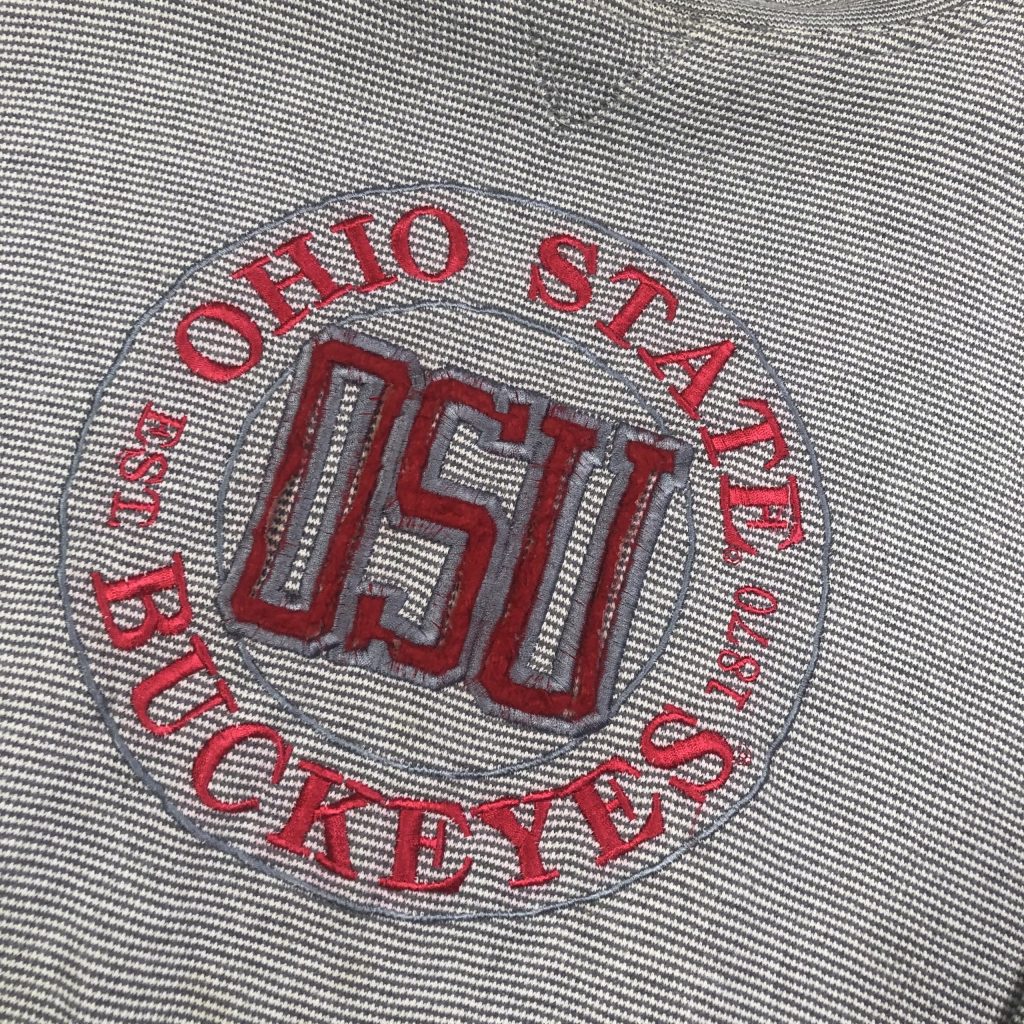 vintage usa ohio state buckeyes embroidered grey american sweatshirt