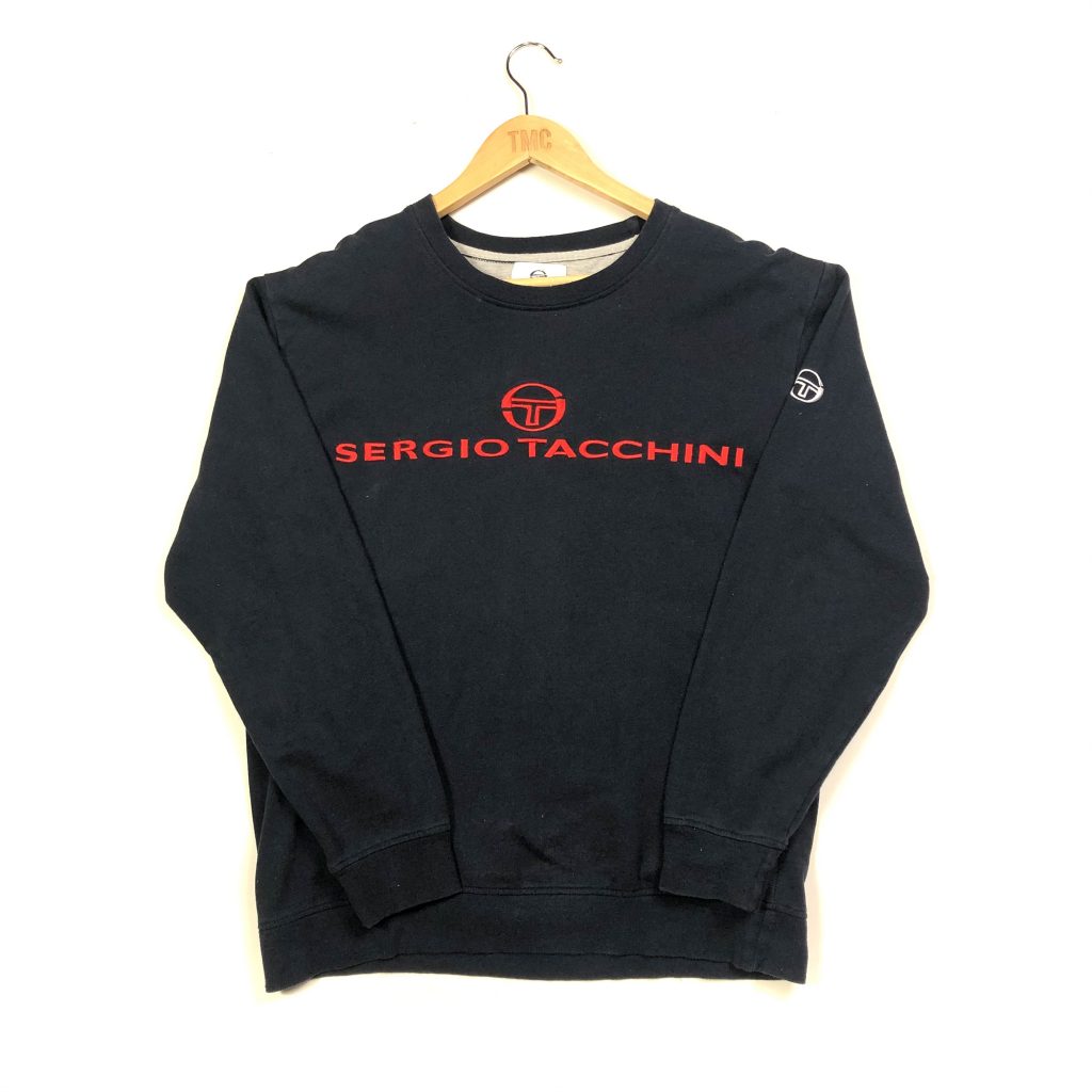 vintage sergio tacchini embroidered log navy sweatshirt