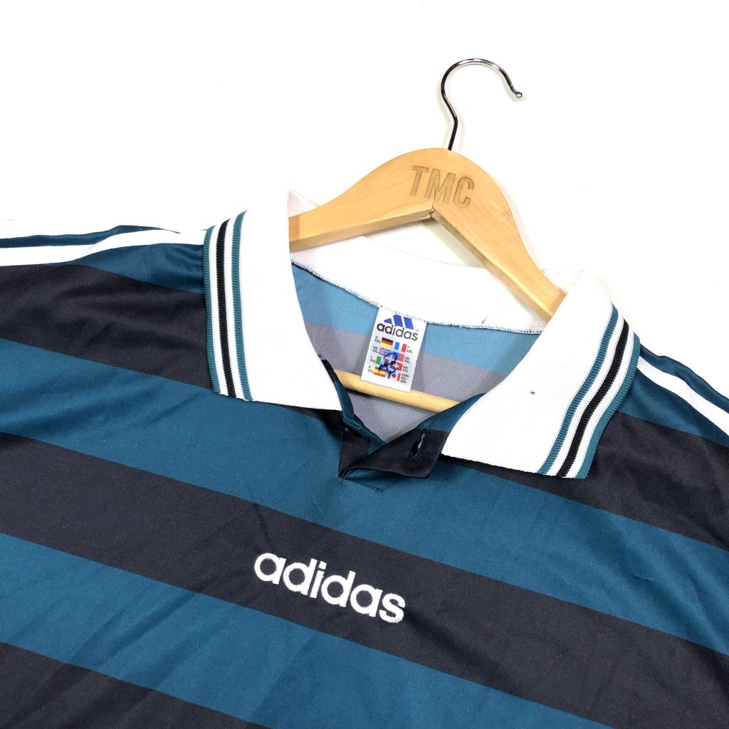vintage clothing adidas striped black football polo shirt