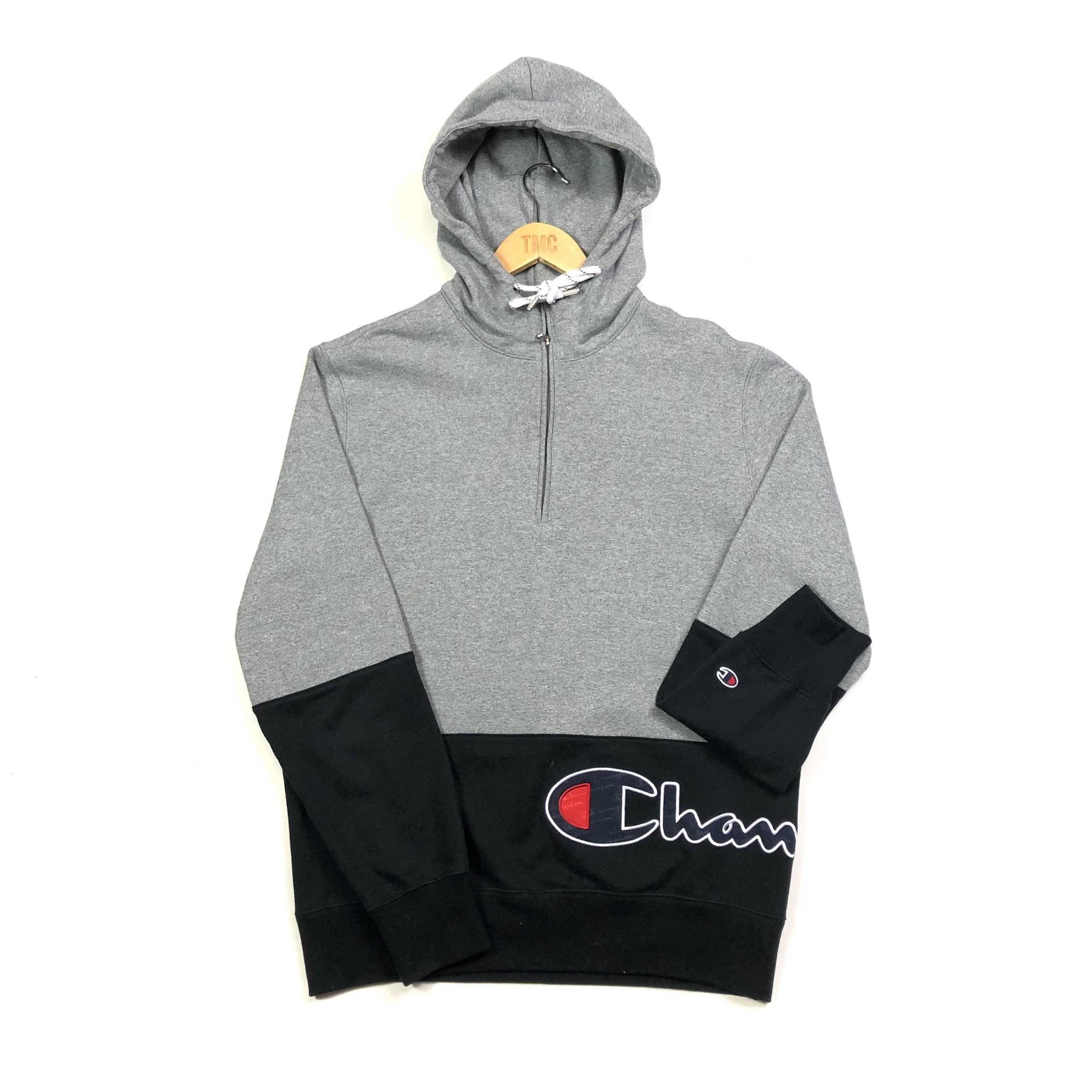 Champion Quarter-Zip Hoodie - Grey - L - TMC Vintage - Vintage Clothing