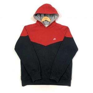 vintage nike embroidered block colour red and black hoodie