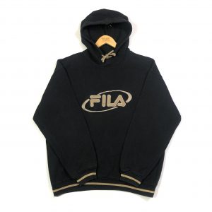 vintage fila embroidered black spell out hoodie
