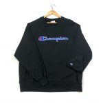 vintage champion embroidered logo black sweatshirt