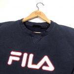 vintage fila embroidered big logo navy sweatshirt