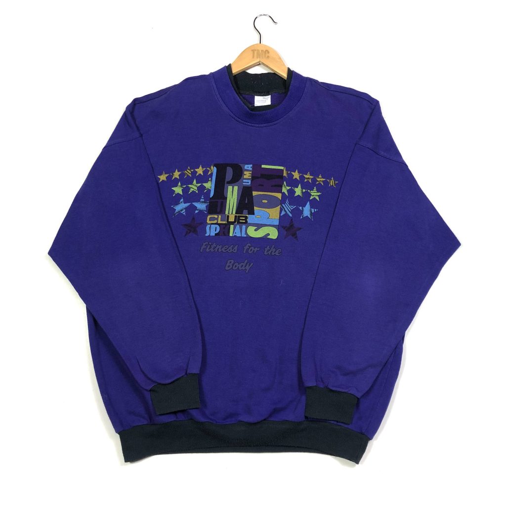 vintage 90s puma oversized graphic purple sweatshirt