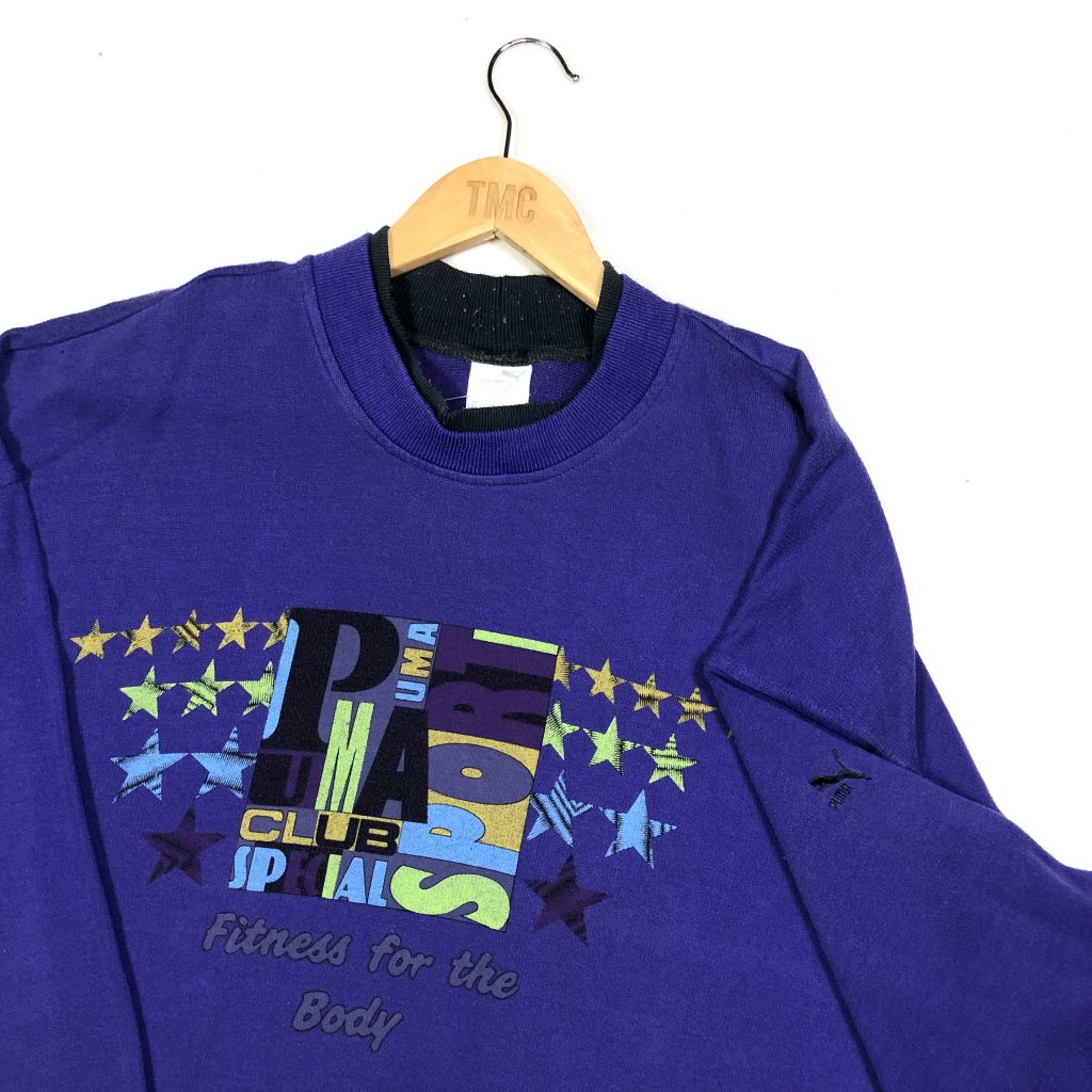 vintage 90s puma oversized graphic purple sweatshirt