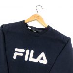 vintage clothing fila embroidered logo navy sweatshirt