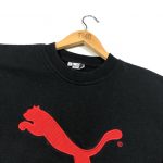vintage puma embroidered cat logo black sweatshirt