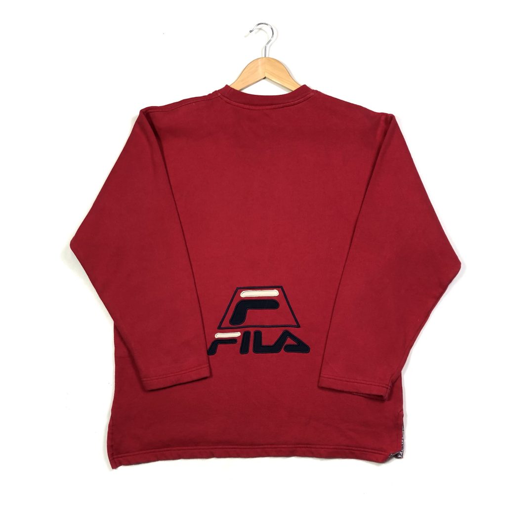 vintage clothing fila red embroidered back logo sweatshirt