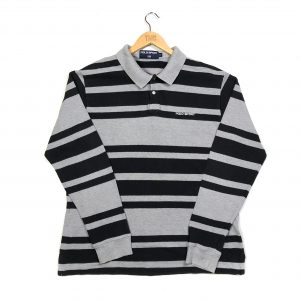 vintage clothing ralph lauren polo sport grey striped polo shirt