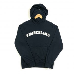 vintage clothing timberland embroidered spell out hoodie in black